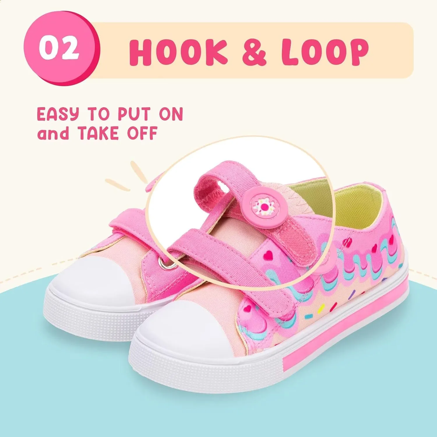 Boys Girls Sneakers Light Up Canvas Shoes for Toddler Kids Easy Fasten Fashion Shoes with Hook and Loops