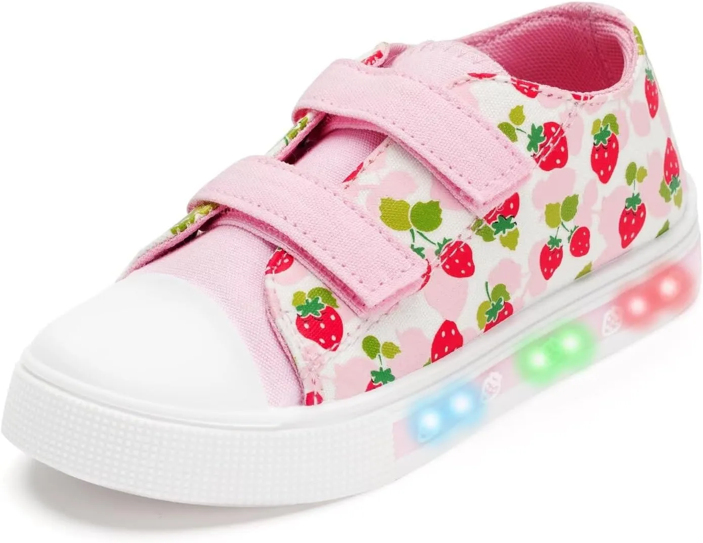 Boys Girls Sneakers Light Up Canvas Shoes for Toddler Kids Easy Fasten Fashion Shoes with Hook and Loops