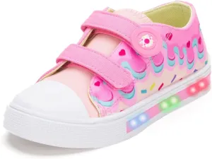 Boys Girls Sneakers Light Up Canvas Shoes for Toddler Kids Easy Fasten Fashion Shoes with Hook and Loops