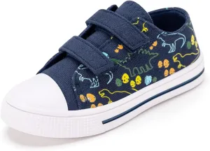 Boys Girls Sneakers Toddler Canvas Shoes Kids Walking Shoes with Hook and Loops