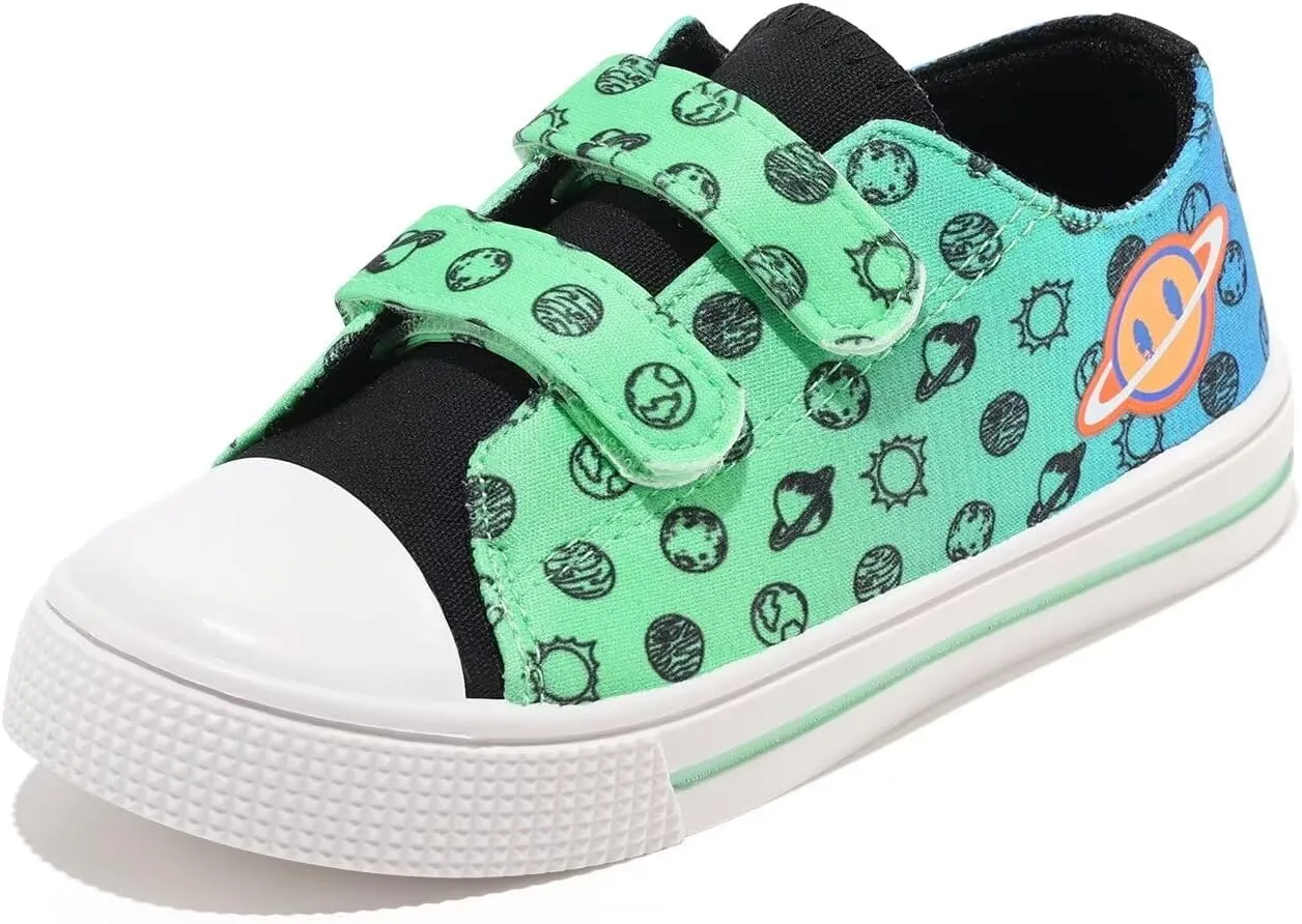 Boys Girls Sneakers Toddler Canvas Shoes Kids Walking Shoes with Hook and Loops