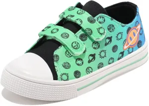 Boys Girls Sneakers Toddler Canvas Shoes Kids Walking Shoes with Hook and Loops