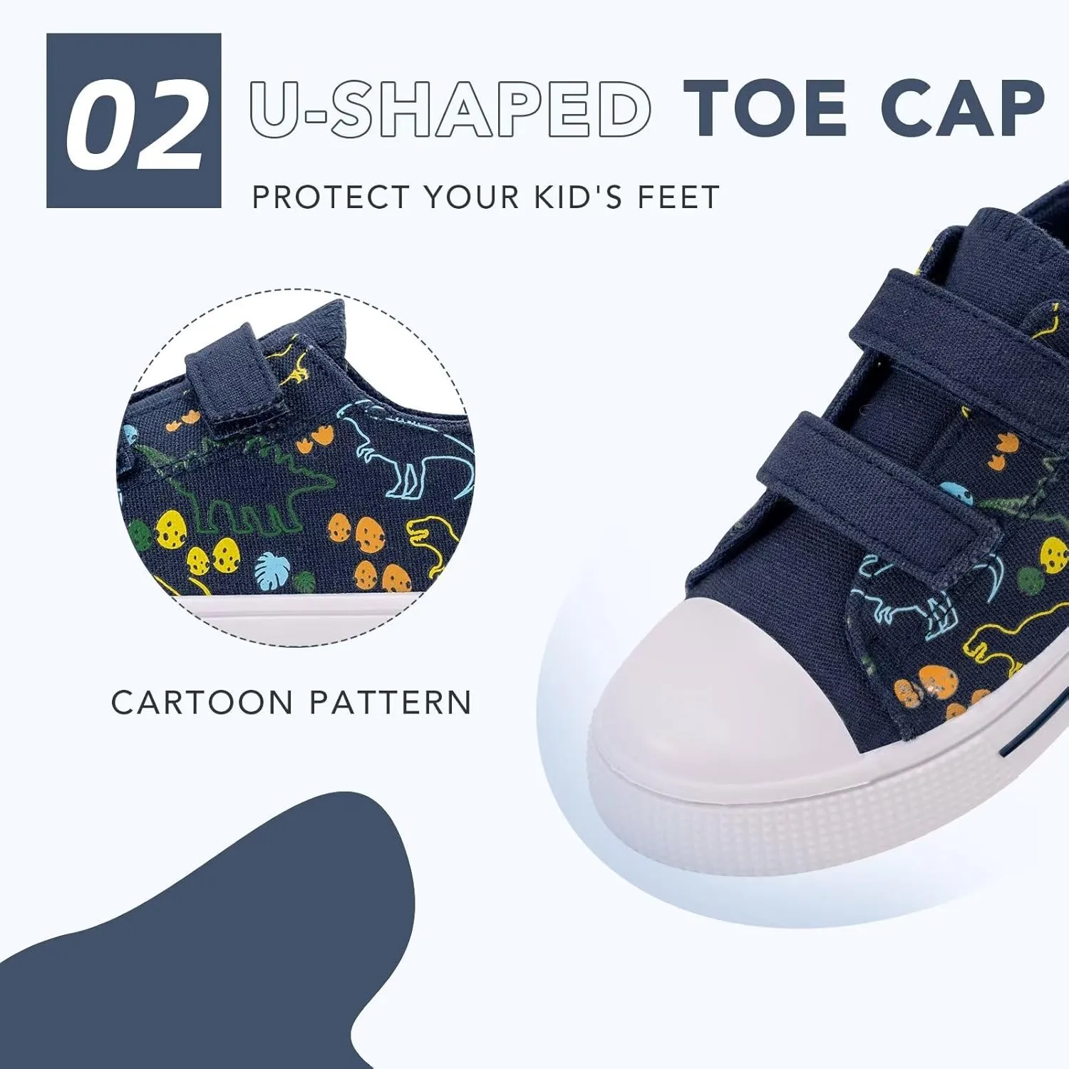 Boys Girls Sneakers Toddler Canvas Shoes Kids Walking Shoes with Hook and Loops