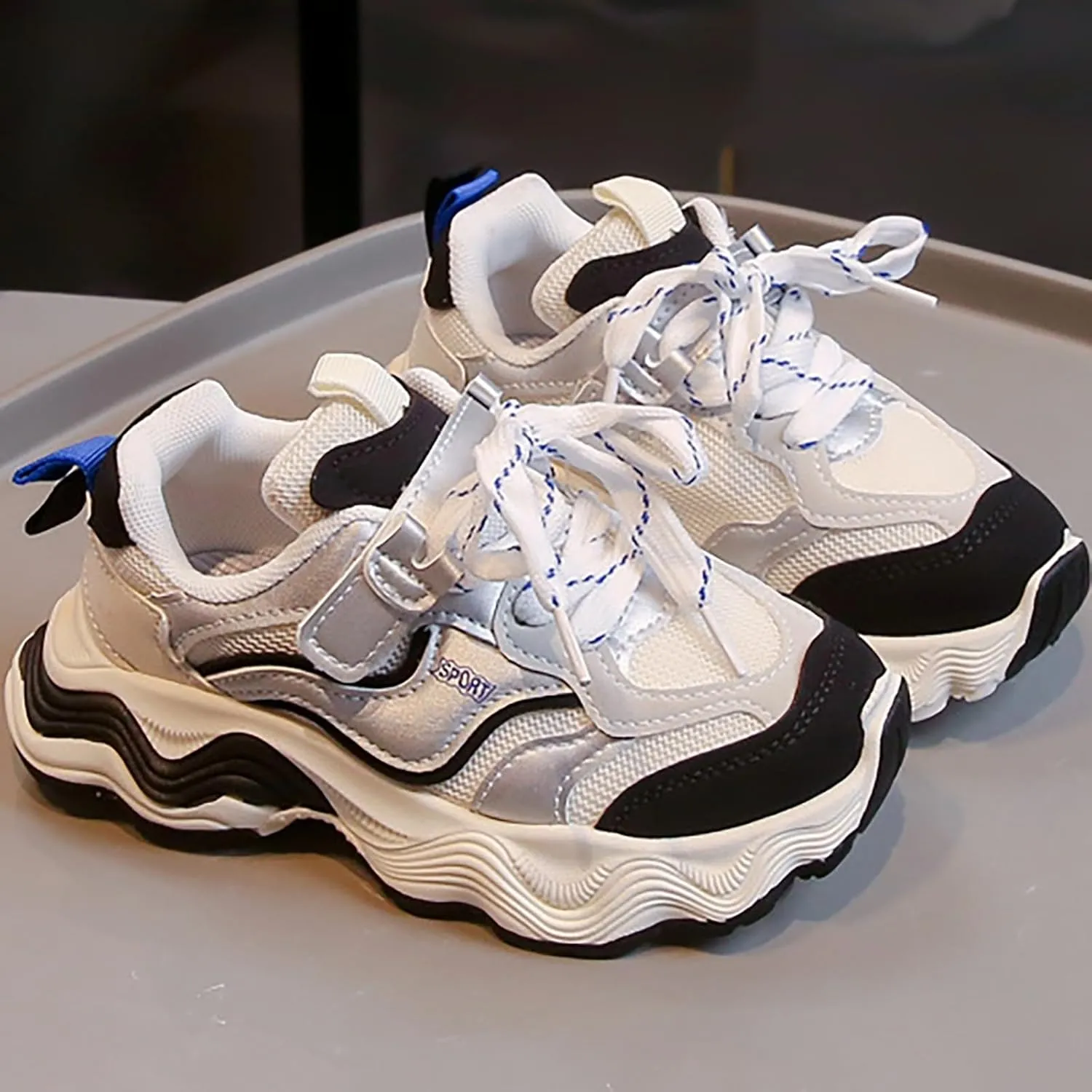 Boys Girls Tennis Casual Walking Shoes Kids Running Non-Slip Mesh Sneakers Toddler Lace-Up Soft Sole Anti Slip Shoes