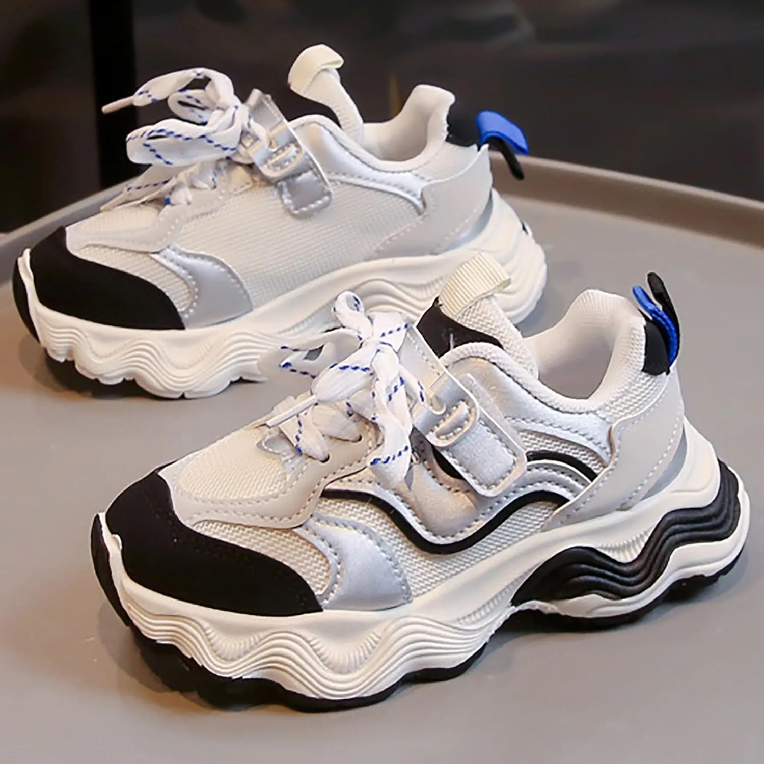 Boys Girls Tennis Casual Walking Shoes Kids Running Non-Slip Mesh Sneakers Toddler Lace-Up Soft Sole Anti Slip Shoes