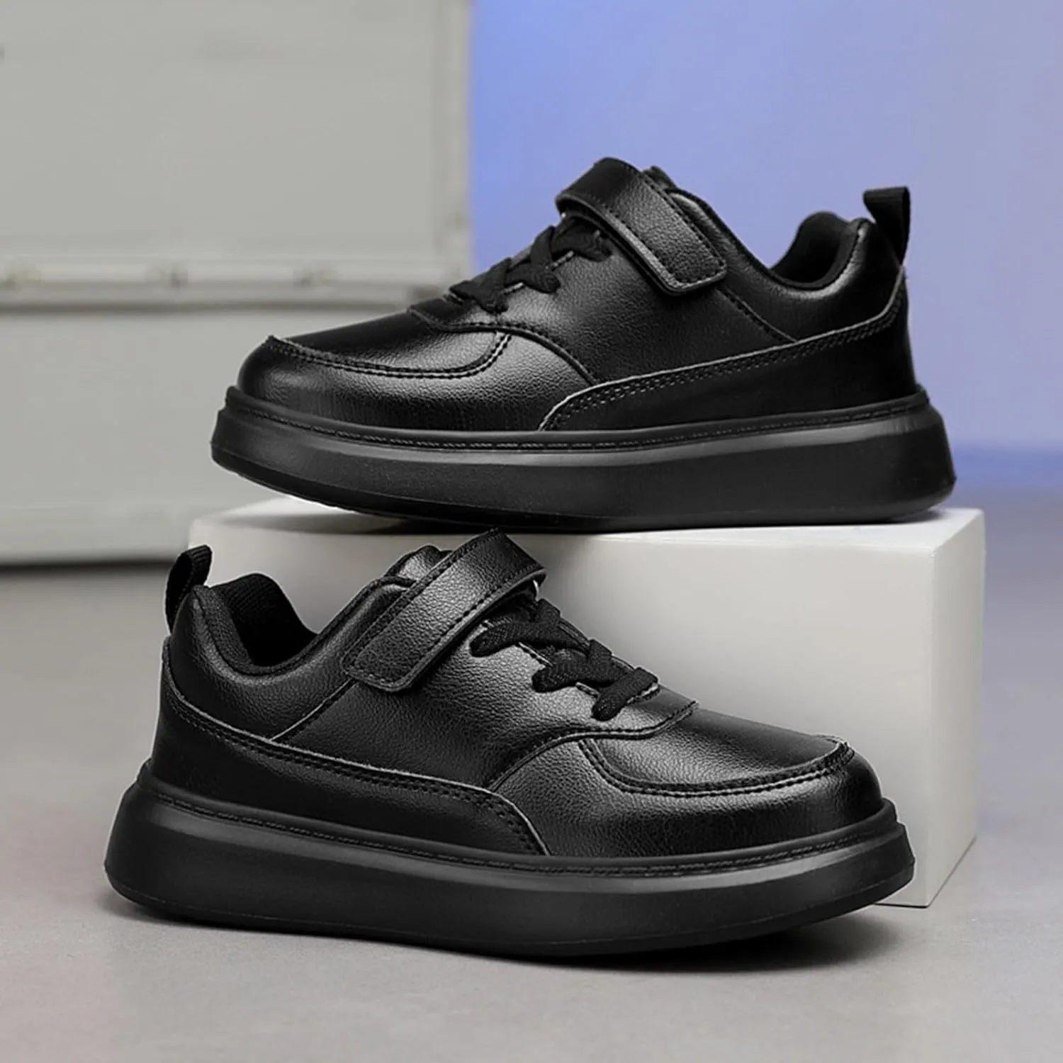 Boys&Girls Casual Sneakers Lightweight Tennis Walking Adjustable Shoes for Little Kid Comfortable Running Flat Shoes