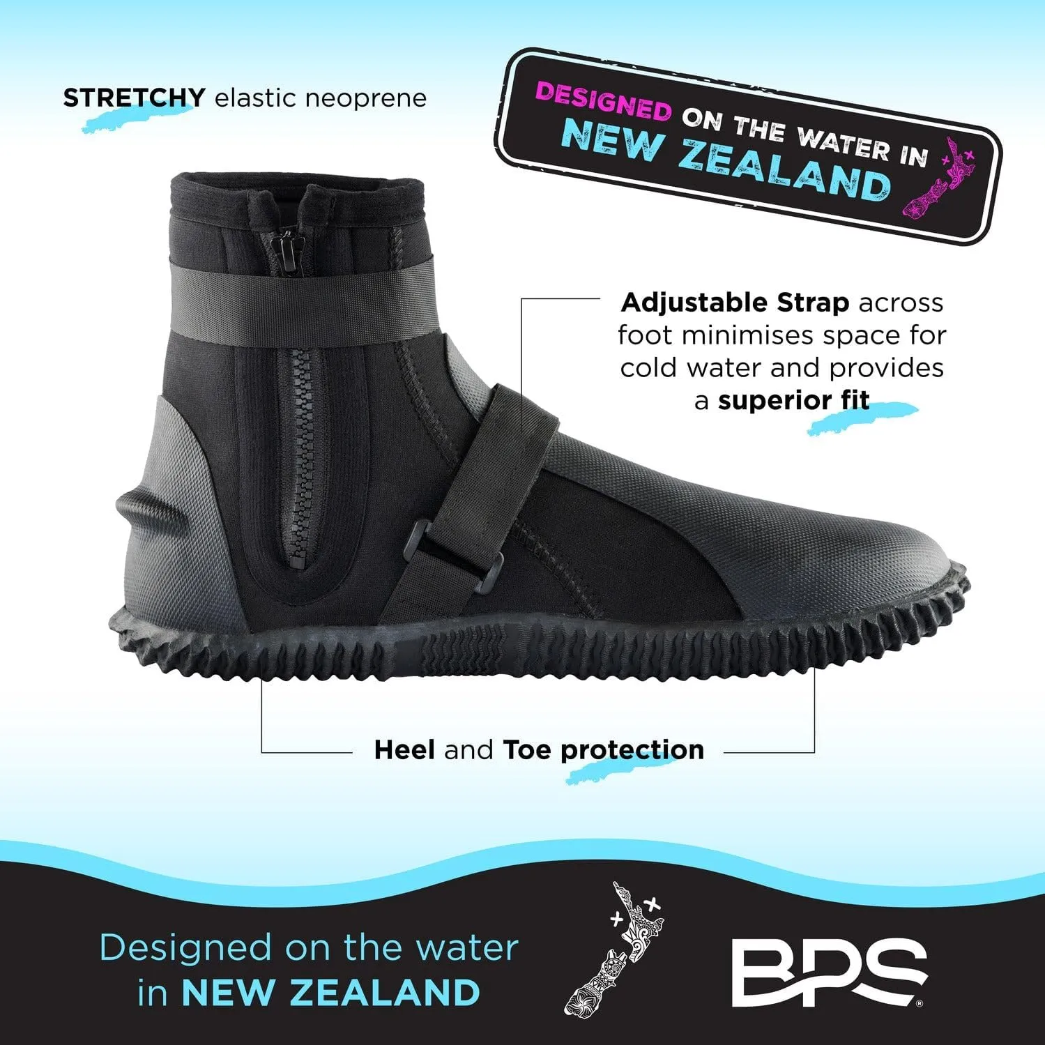 BPS Dive Boots with Anti-Slip Rubber Sole for Water Sports 3mm 5mm 7mm Neoprene Dive Boots Scuba Diving Snorkeling Surfing Rafting Windsurfing