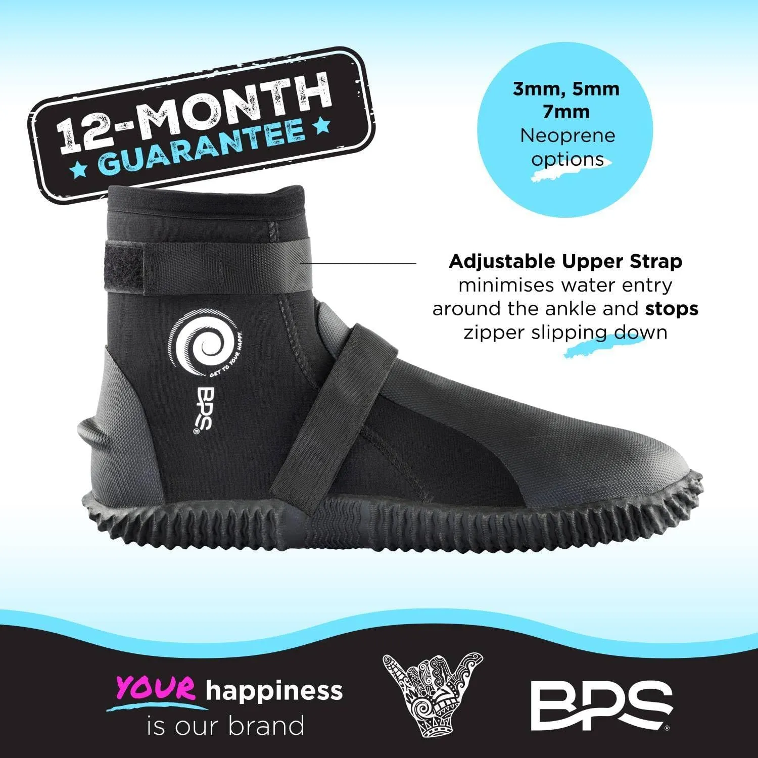 BPS Dive Boots with Anti-Slip Rubber Sole for Water Sports 3mm 5mm 7mm Neoprene Dive Boots Scuba Diving Snorkeling Surfing Rafting Windsurfing
