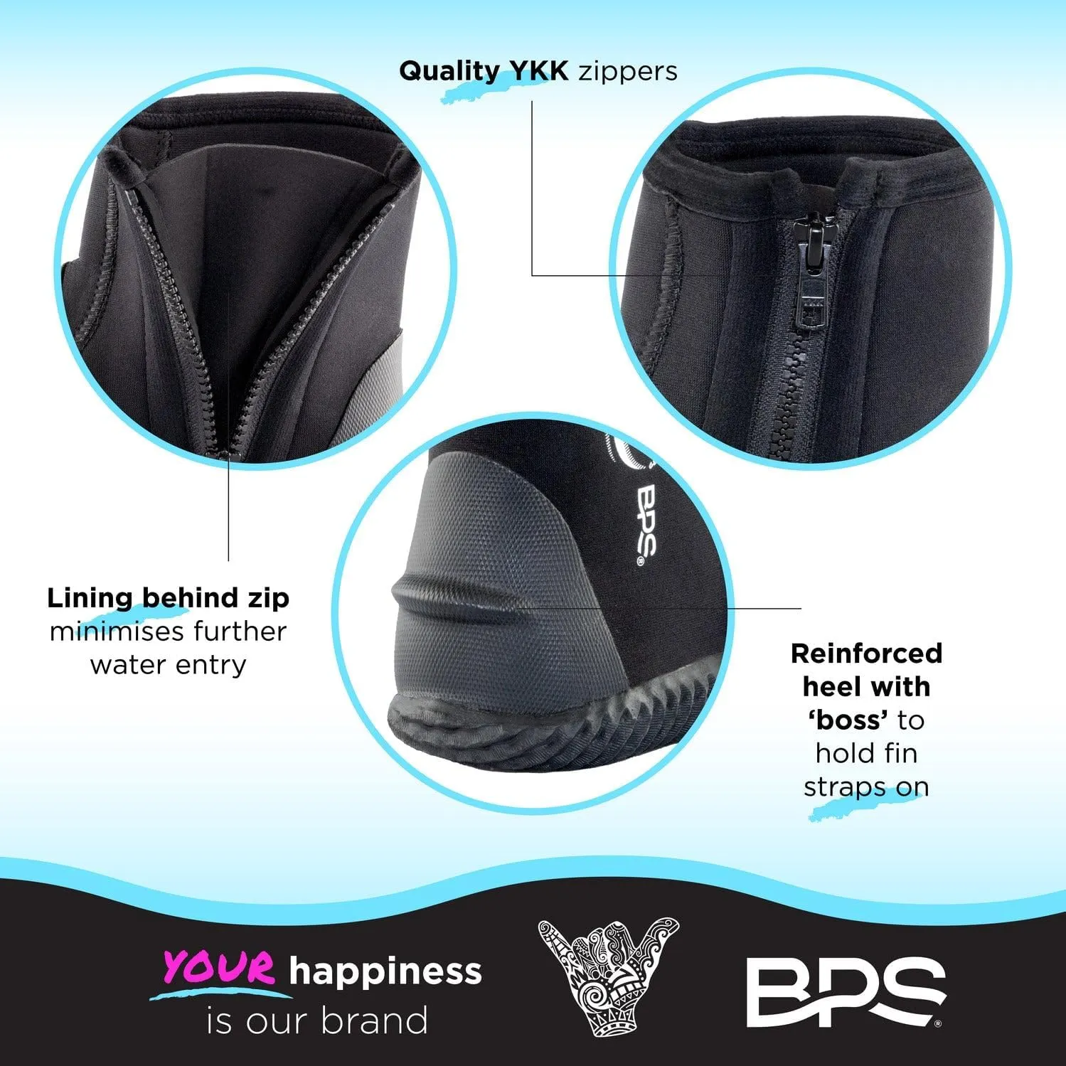 BPS Dive Boots with Anti-Slip Rubber Sole for Water Sports 3mm 5mm 7mm Neoprene Dive Boots Scuba Diving Snorkeling Surfing Rafting Windsurfing
