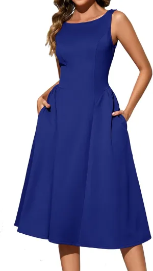 Bridesmay Women's Sleeveless Cocktail Party Dresses with Pockets 2025 A-Line Semi Formal Wedding Guest Dress