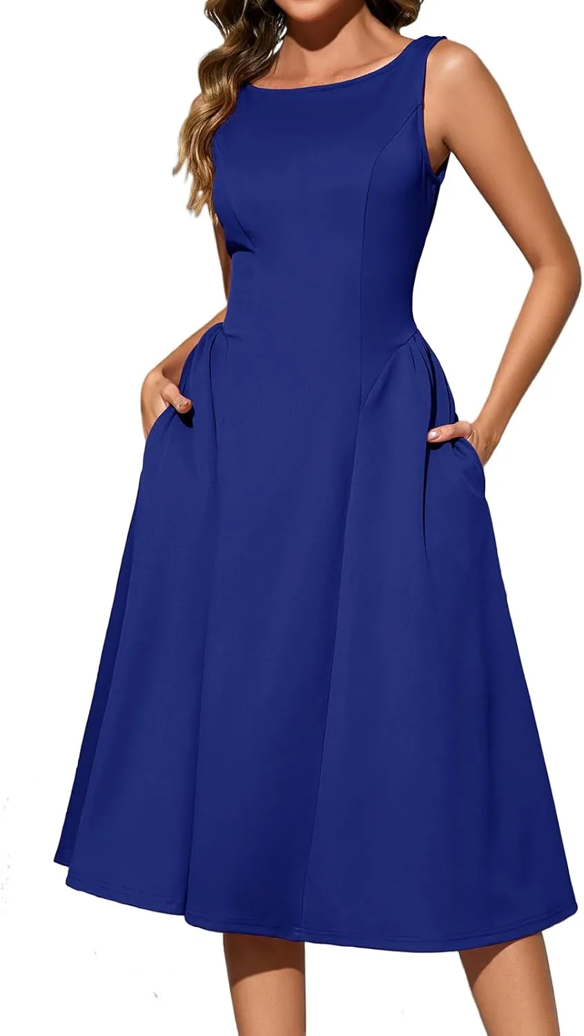 Bridesmay Women's Sleeveless Cocktail Party Dresses with Pockets 2025 A-Line Semi Formal Wedding Guest Dress