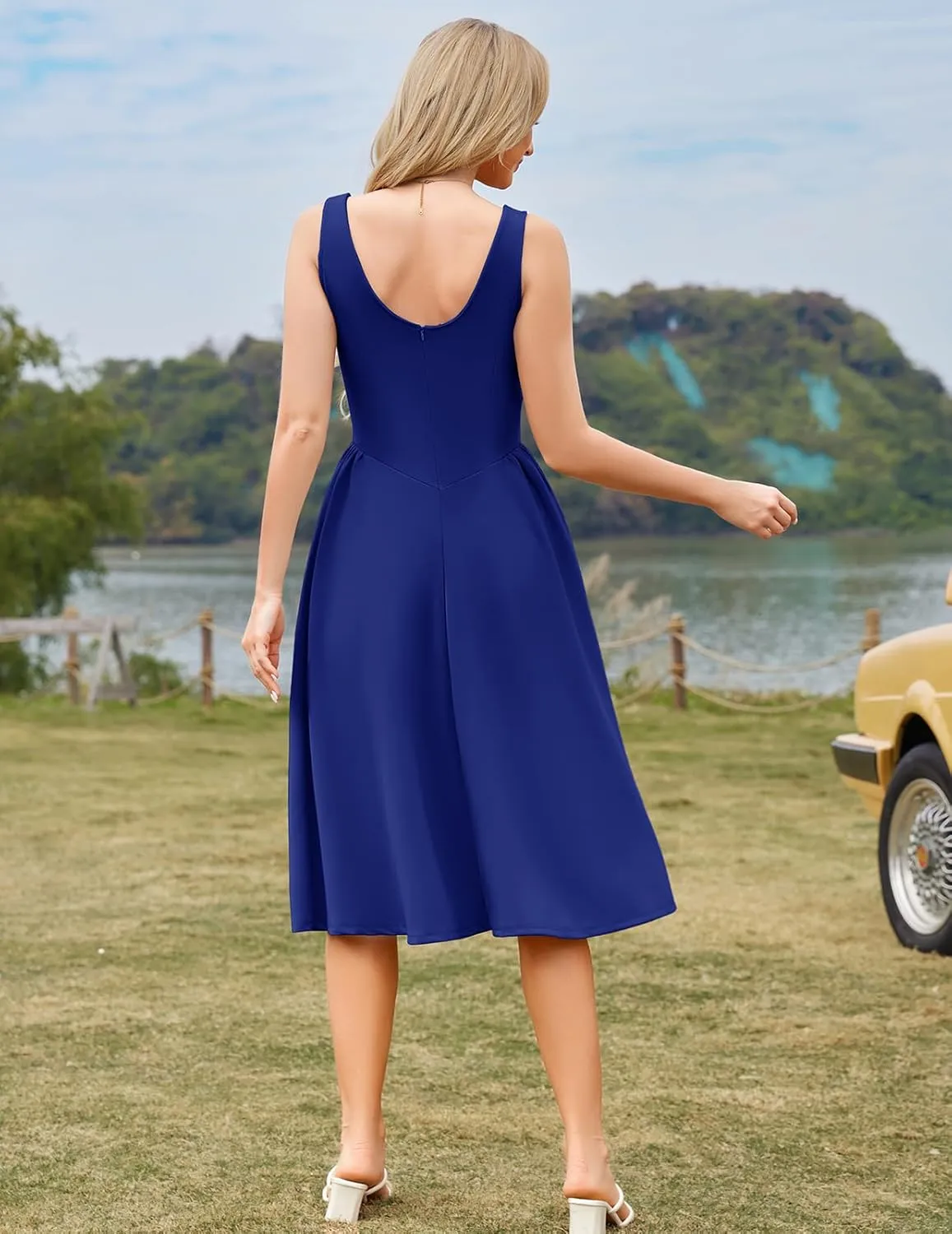Bridesmay Women's Sleeveless Cocktail Party Dresses with Pockets 2025 A-Line Semi Formal Wedding Guest Dress