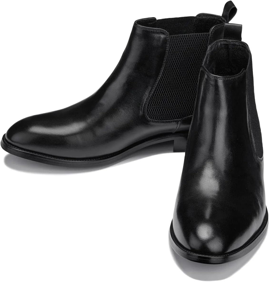 CALTO Men's Invisible Height Increasing Elevator Shoes - Premium Leather Slip-on Chelsea Boots - 2.8 Inches Taller