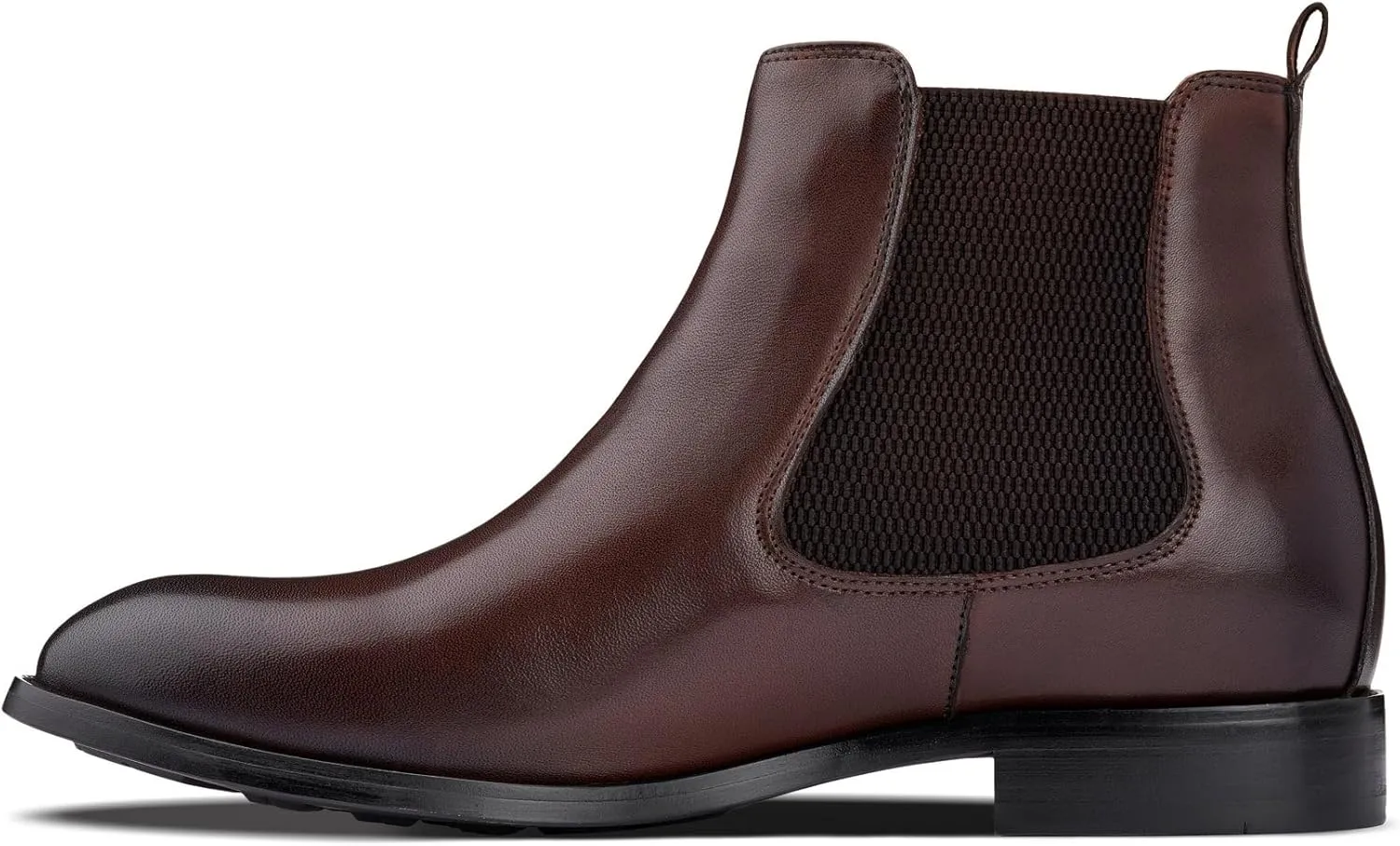 CALTO Men's Invisible Height Increasing Elevator Shoes - Premium Leather Slip-on Chelsea Boots - 2.8 Inches Taller