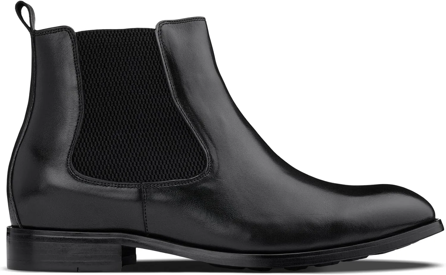 CALTO Men's Invisible Height Increasing Elevator Shoes - Premium Leather Slip-on Chelsea Boots - 2.8 Inches Taller
