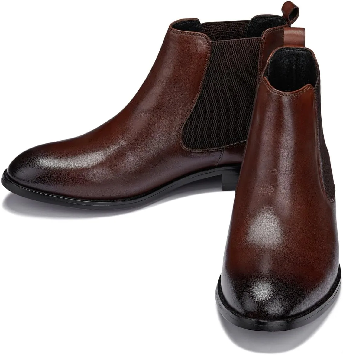 CALTO Men's Invisible Height Increasing Elevator Shoes - Premium Leather Slip-on Chelsea Boots - 2.8 Inches Taller