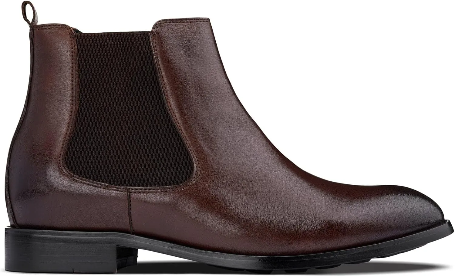 CALTO Men's Invisible Height Increasing Elevator Shoes - Premium Leather Slip-on Chelsea Boots - 2.8 Inches Taller