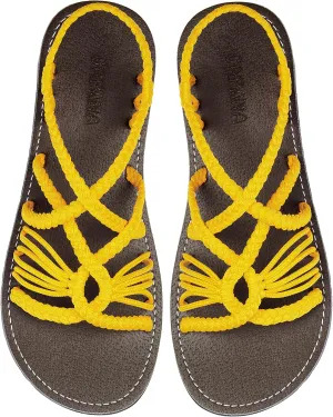 Capana Woven Women's Flat Sandals - Strappy Braided, Beach Sandals for Women Dressy Summer, Rope Bohemian Sandals, Spring Casual Womens Shoes, Comfy Boho Flats for Teen Girls – Relax (2nd Version)