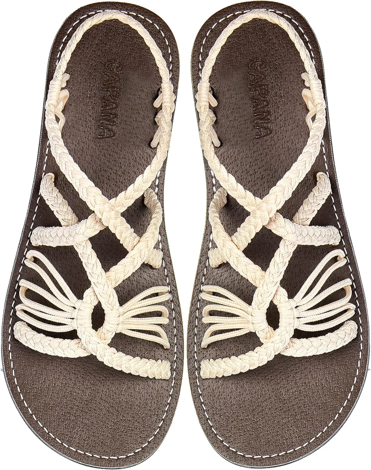 Capana Woven Women's Flat Sandals - Strappy Braided, Beach Sandals for Women Dressy Summer, Rope Bohemian Sandals, Spring Casual Womens Shoes, Comfy Boho Flats for Teen Girls – Relax (2nd Version)