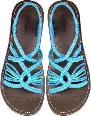 Capana Woven Women's Flat Sandals - Strappy Braided, Beach Sandals for Women Dressy Summer, Rope Bohemian Sandals, Spring Casual Womens Shoes, Comfy Boho Flats for Teen Girls – Relax (2nd Version)