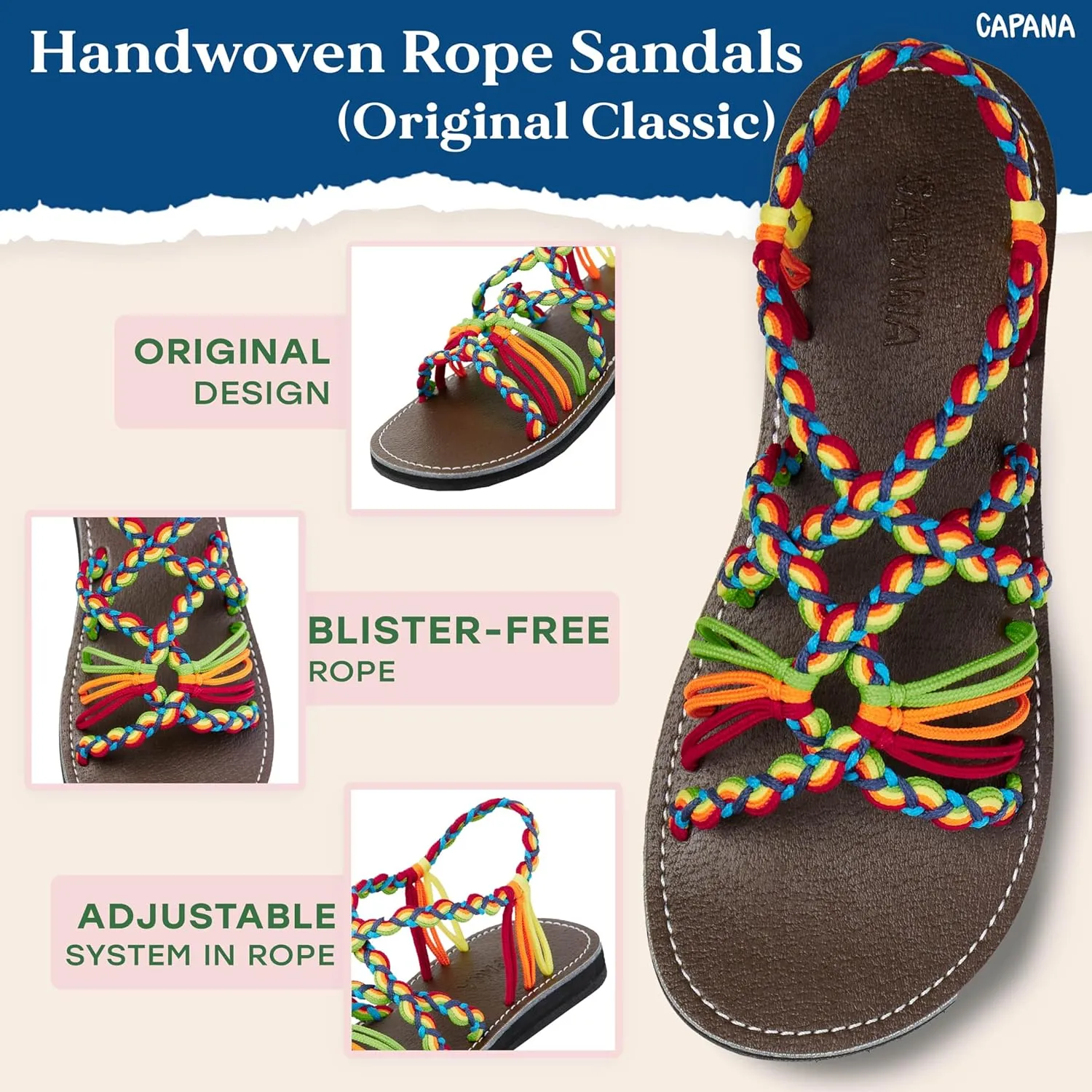 Capana Woven Women's Flat Sandals - Strappy Braided, Beach Sandals for Women Dressy Summer, Rope Bohemian Sandals, Spring Casual Womens Shoes, Comfy Boho Flats for Teen Girls – Relax (2nd Version)