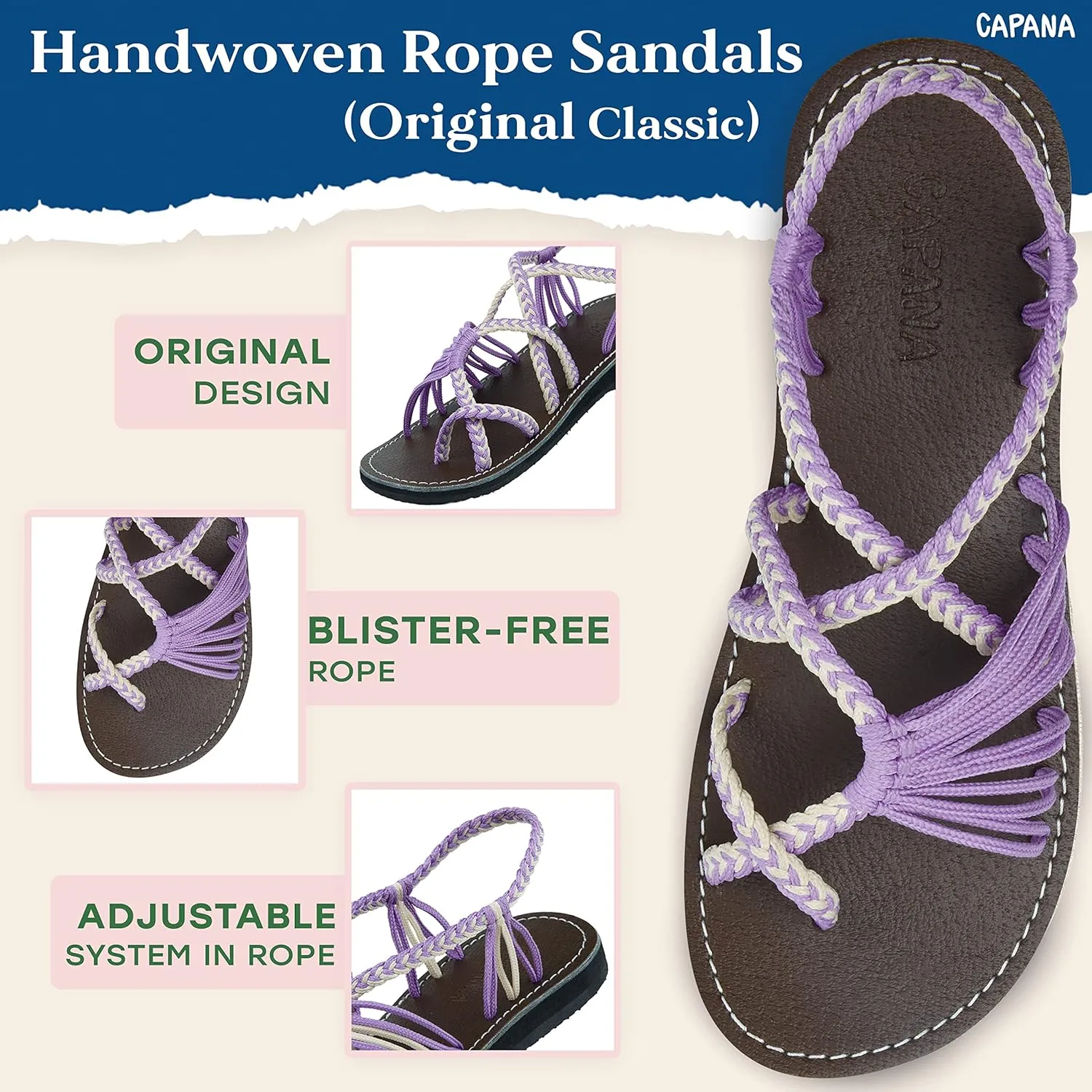 Capana Woven Women's Flat Sandals - Strappy Braided Sandals, Beach Sandals for Women Dressy Summer, Rope Bohemian Sandals, Spring Casual Womens Shoes, Comfy Boho Flats for Teen Girls – Banyan