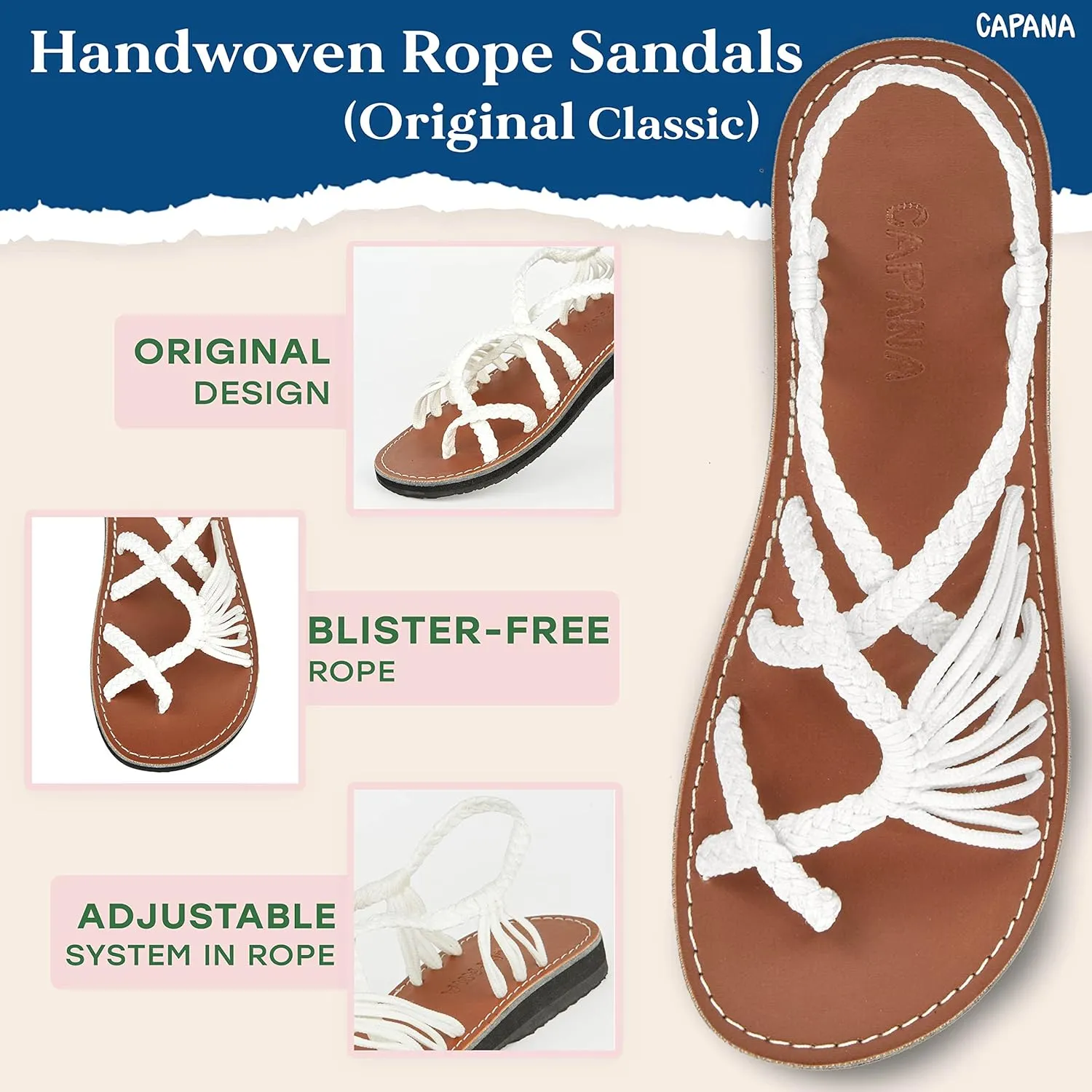 Capana Woven Women's Flat Sandals - Strappy Braided Sandals, Beach Sandals for Women Dressy Summer, Rope Bohemian Sandals, Spring Casual Womens Shoes, Comfy Boho Flats for Teen Girls – Banyan
