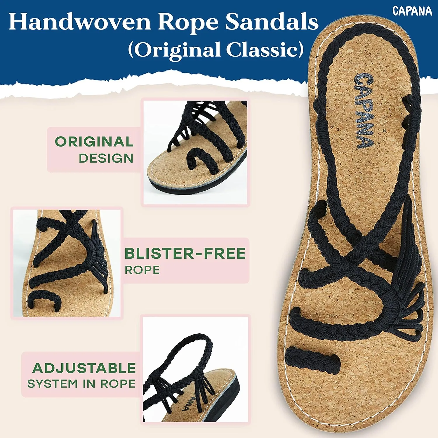 Capana Woven Women's Flat Sandals - Strappy Braided Sandals, Beach Sandals for Women Dressy Summer, Rope Bohemian Sandals, Spring Casual Womens Shoes, Comfy Boho Flats for Teen Girls – Commune