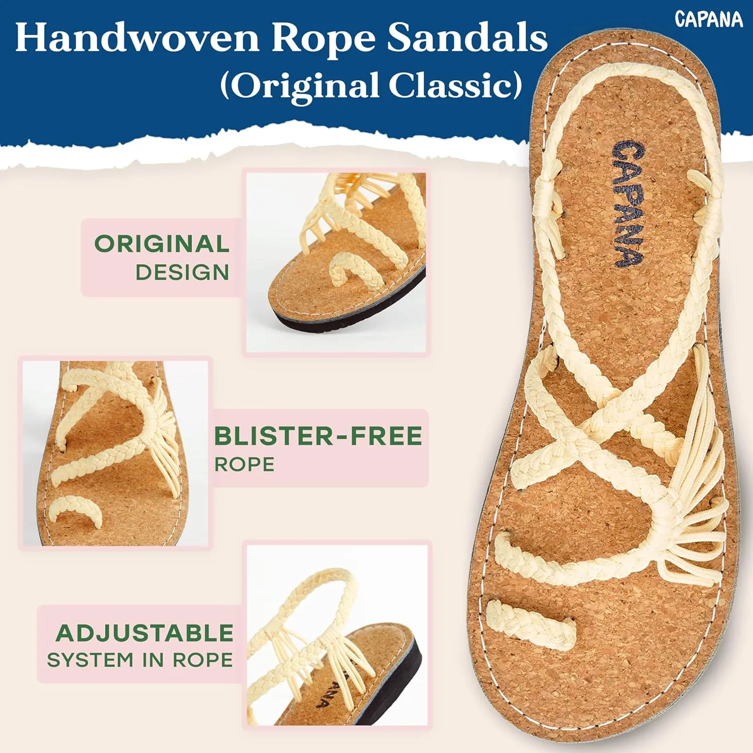 Capana Woven Women's Flat Sandals - Strappy Braided Sandals, Beach Sandals for Women Dressy Summer, Rope Bohemian Sandals, Spring Casual Womens Shoes, Comfy Boho Flats for Teen Girls – Commune
