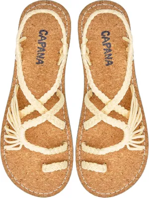 Capana Woven Women's Flat Sandals - Strappy Braided Sandals, Beach Sandals for Women Dressy Summer, Rope Bohemian Sandals, Spring Casual Womens Shoes, Comfy Boho Flats for Teen Girls – Commune
