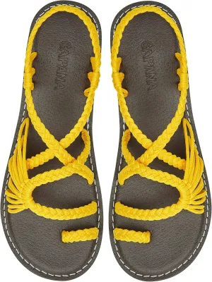 Capana Woven Women's Flat Sandals - Strappy Braided Sandals, Beach Sandals for Women Dressy Summer, Rope Bohemian Sandals, Spring Casual Womens Shoes, Comfy Boho Flats for Teen Girls – Commune