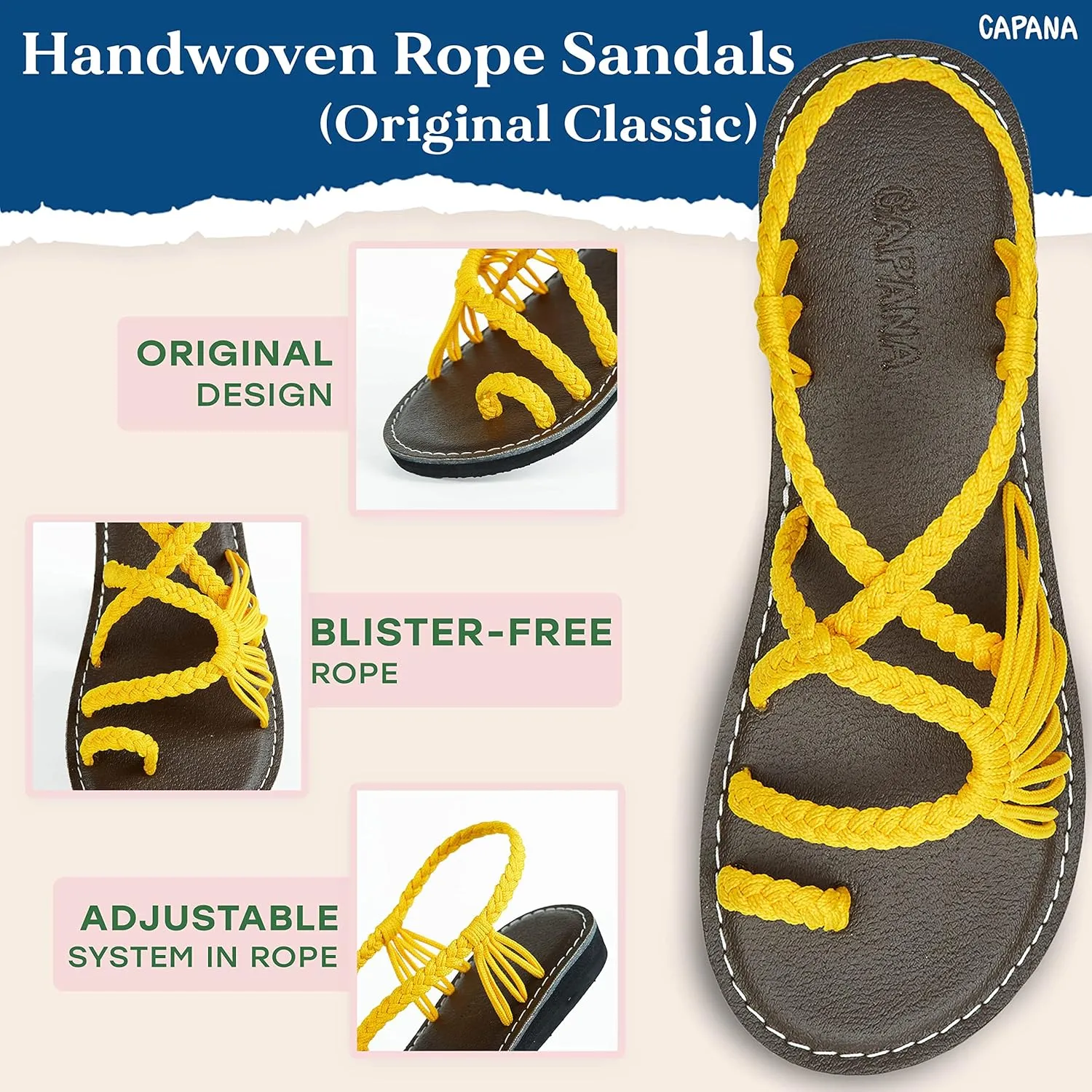 Capana Woven Women's Flat Sandals - Strappy Braided Sandals, Beach Sandals for Women Dressy Summer, Rope Bohemian Sandals, Spring Casual Womens Shoes, Comfy Boho Flats for Teen Girls – Commune