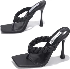 Cape Robbin TIBI Yellow Thong Flip Flop Mules Open Toe High Heel Pumps Sandals