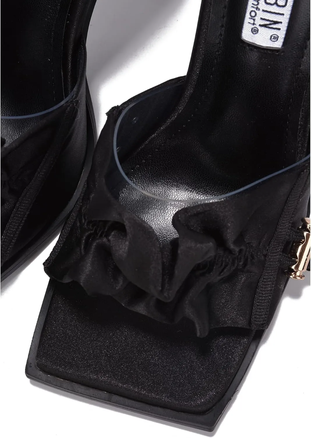 Cape Robbin Women's Stiletto Heel Mules - Square Open Toe Slip-On Ruched Heels (Iliana)