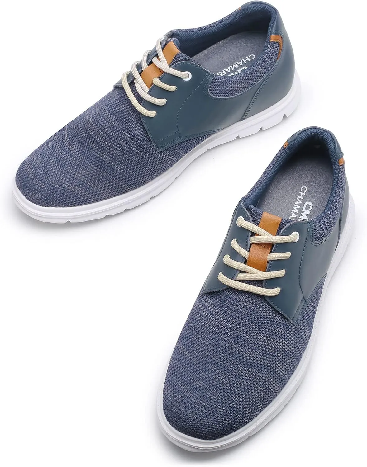 CHAMARIPA Men Elevator Sneakers Sports Shoes Mesh Lace up Shoes Light Weight Height Increasing Shoes Hidden Heel Trainers