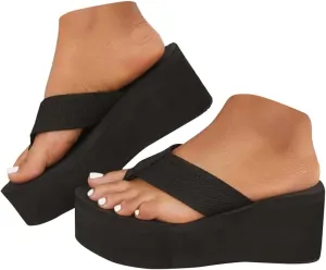 Chunky Platform Flip Flops Wedges Slip on Beach Sandals