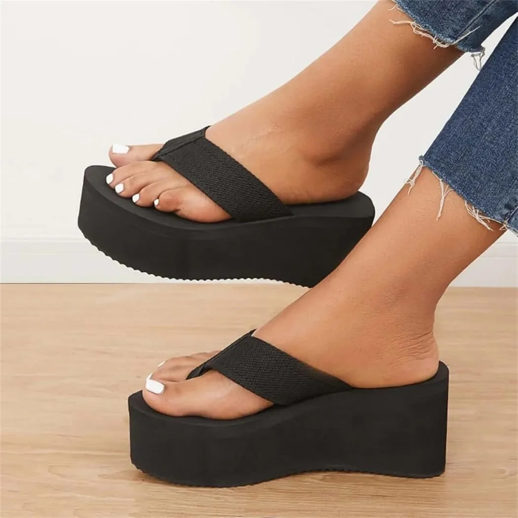 Chunky Platform Flip Flops Wedges Slip on Beach Sandals