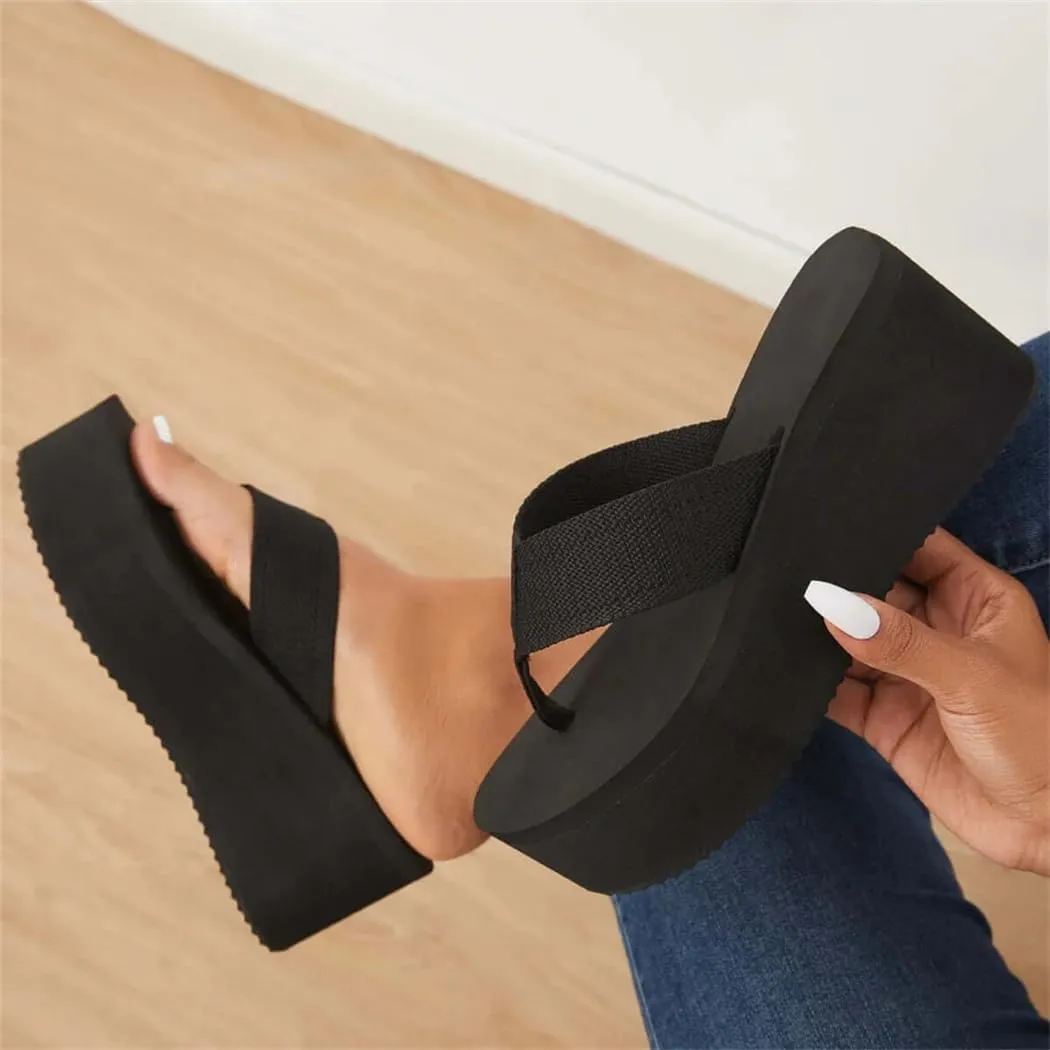 Chunky Platform Flip Flops Wedges Slip on Beach Sandals