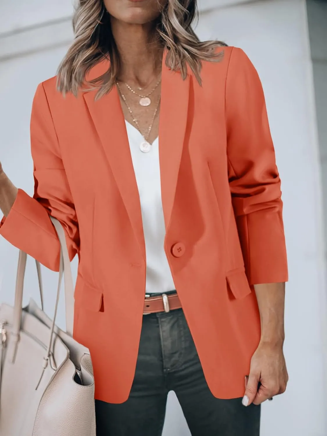 Cicy Bell Womens Casual Blazers Open Front Long Sleeve Work Office Suit Jackets Blazer