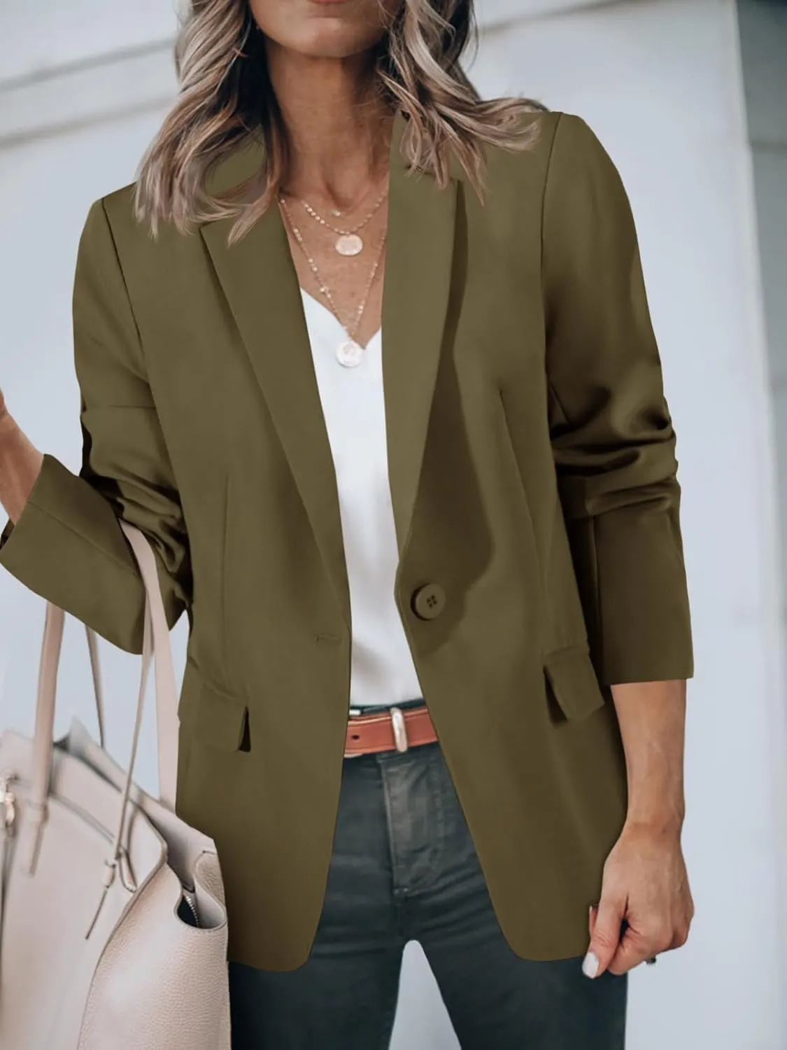 Cicy Bell Womens Casual Blazers Open Front Long Sleeve Work Office Suit Jackets Blazer