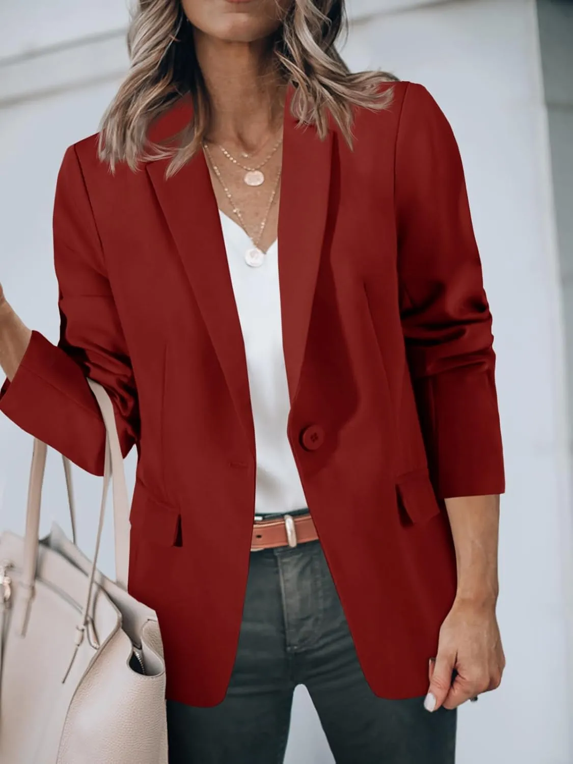Cicy Bell Womens Casual Blazers Open Front Long Sleeve Work Office Suit Jackets Blazer