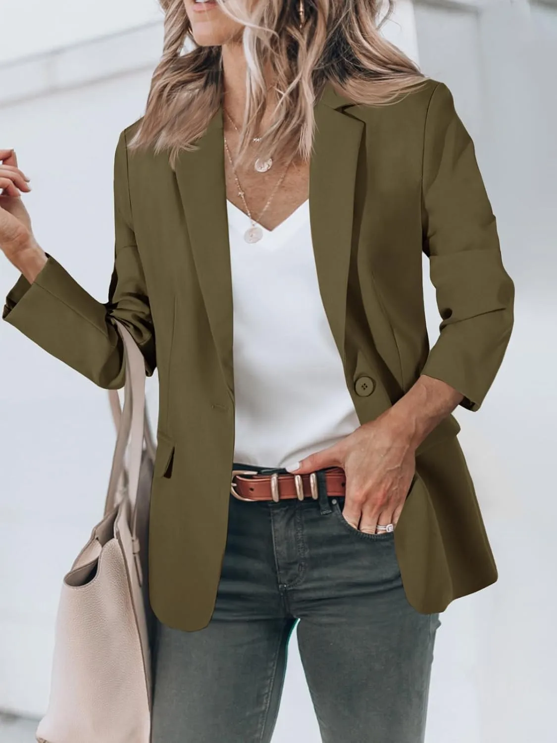 Cicy Bell Womens Casual Blazers Open Front Long Sleeve Work Office Suit Jackets Blazer