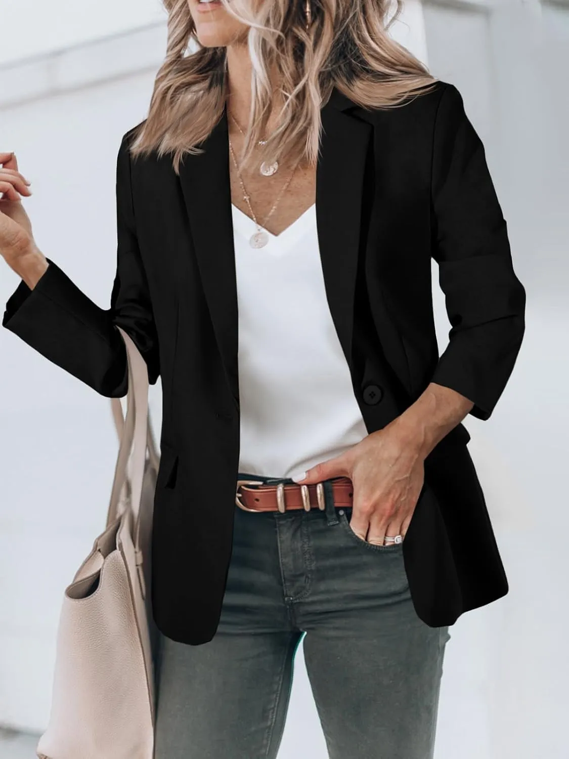 Cicy Bell Womens Casual Blazers Open Front Long Sleeve Work Office Suit Jackets Blazer