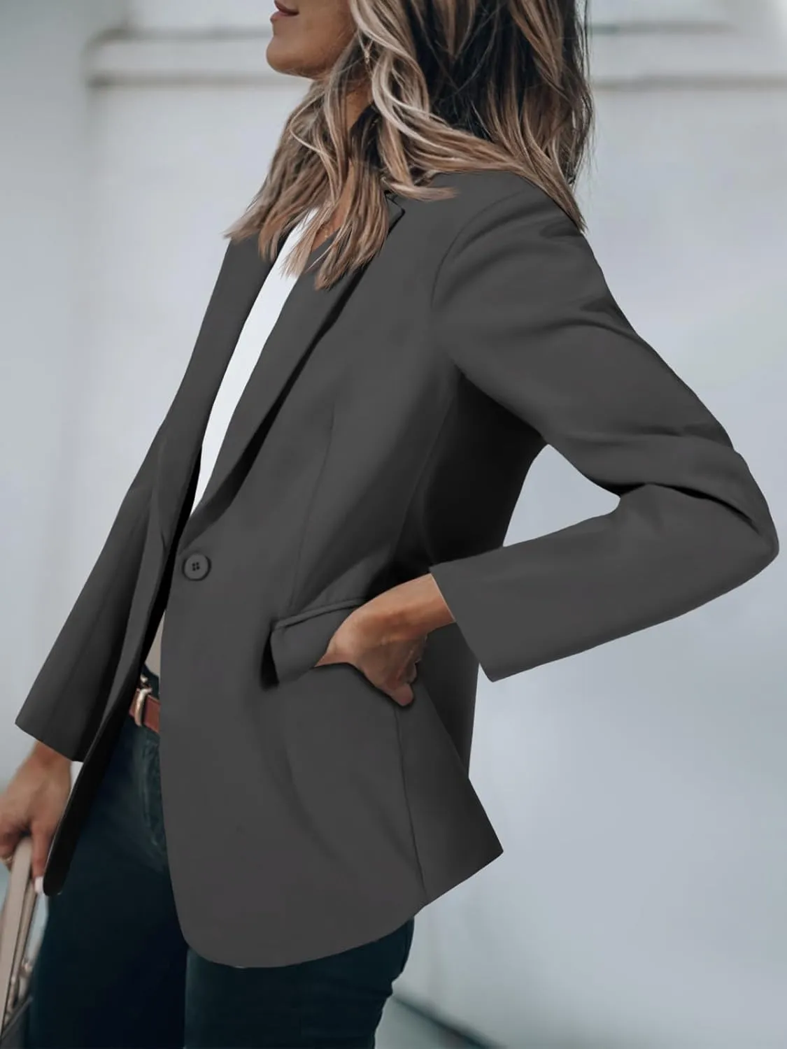Cicy Bell Womens Casual Blazers Open Front Long Sleeve Work Office Suit Jackets Blazer
