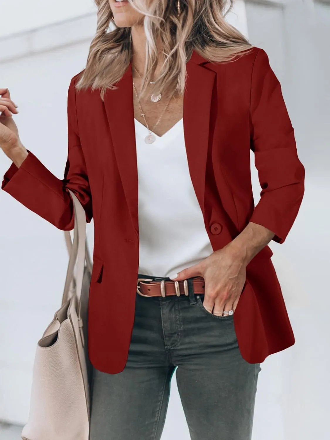 Cicy Bell Womens Casual Blazers Open Front Long Sleeve Work Office Suit Jackets Blazer