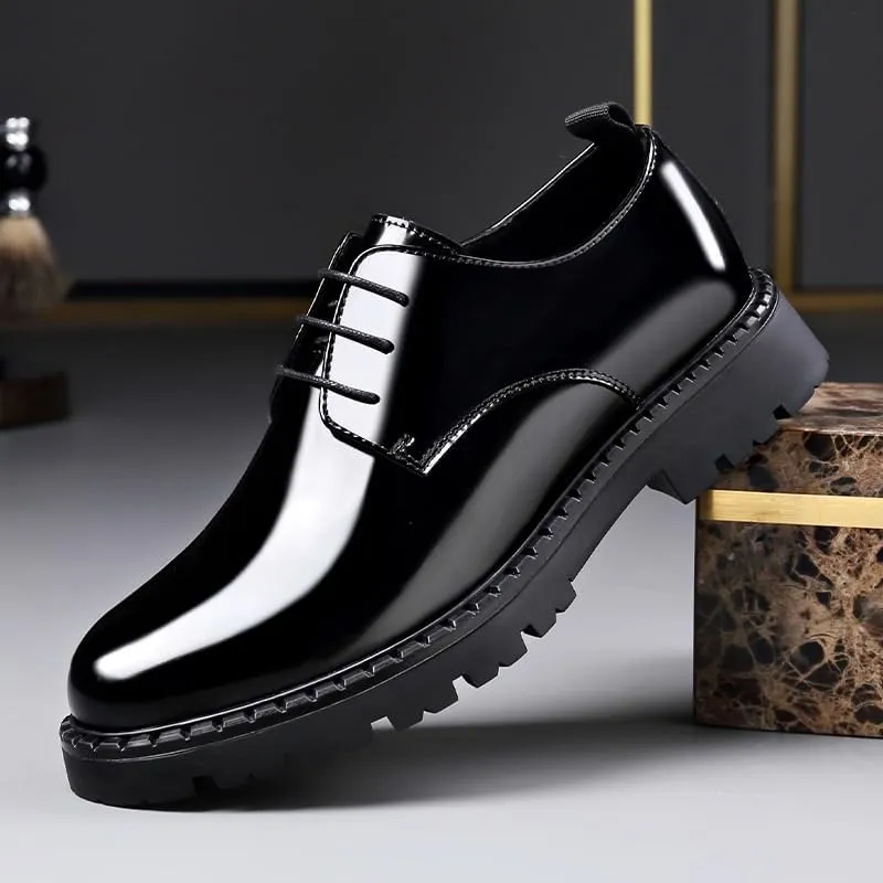 Classic Men's Leather Dress Shoes Mens Classic Lightweight Comfortable Oxford Shoes Slip On Wingtip Brogue Derby Shoes(9)