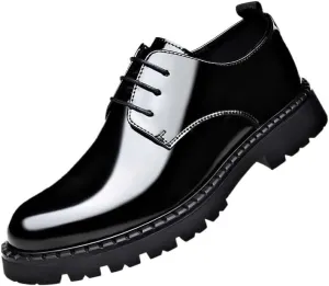 Classic Men's Leather Dress Shoes Mens Classic Lightweight Comfortable Oxford Shoes Slip On Wingtip Brogue Derby Shoes(9)