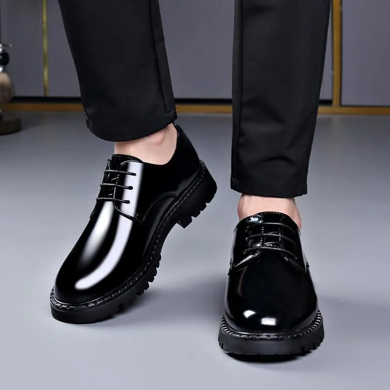 Classic Men's Leather Dress Shoes Mens Classic Lightweight Comfortable Oxford Shoes Slip On Wingtip Brogue Derby Shoes(9)