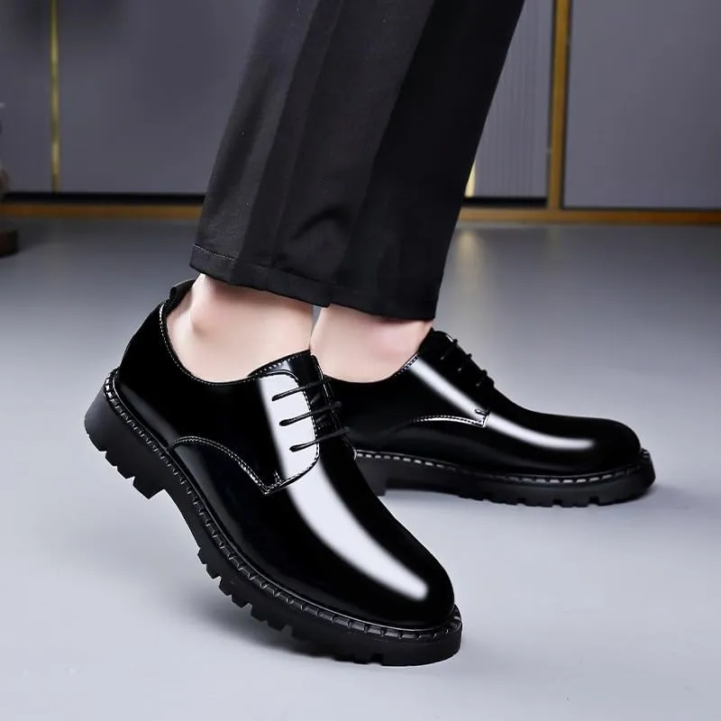 Classic Men's Leather Dress Shoes Mens Classic Lightweight Comfortable Oxford Shoes Slip On Wingtip Brogue Derby Shoes(9)