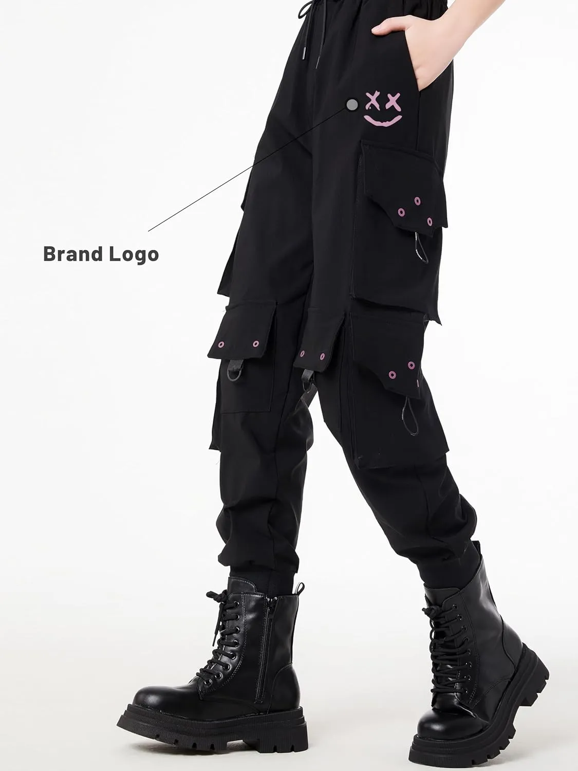 CLOAKA Cargo Pants Women Gothic Y2K High Waist Adjustable with Pockets Drawstring Street Techwear Jogger Sweatpants